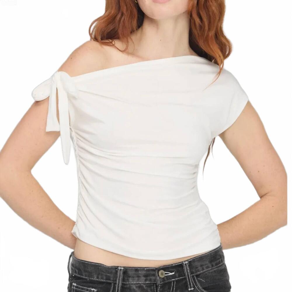 NEW PROJECT SOCIAL T yasmin off shoulder tee in white